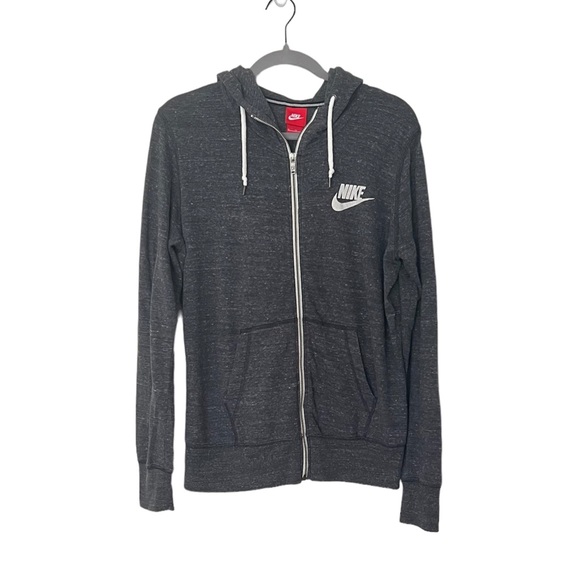 Nike Tops - Nike Gym Vintage Full Zip Gray Speckle Hoodie XL